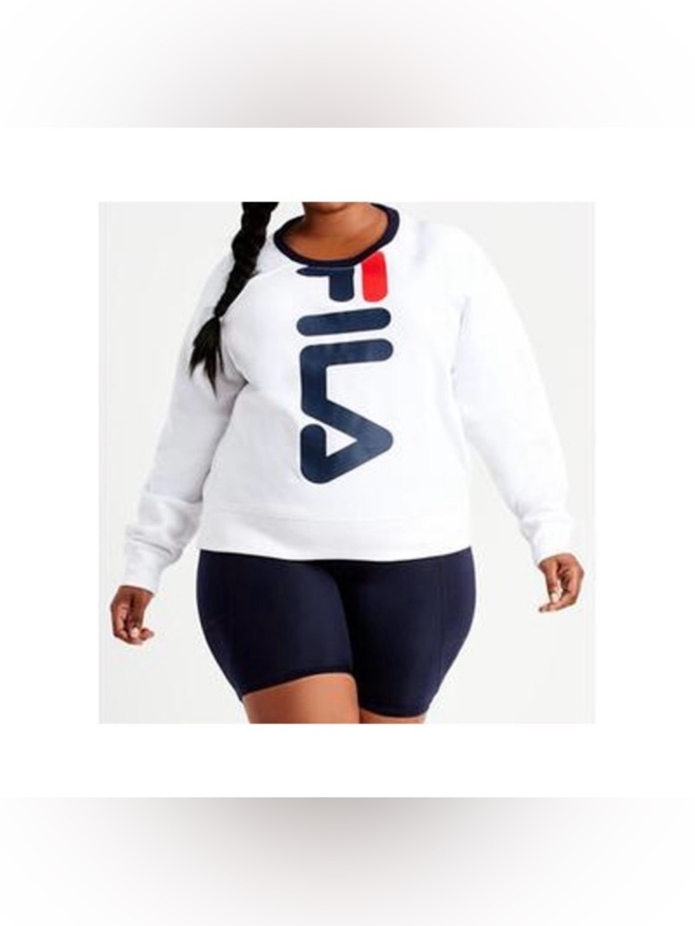 Fila White Crewneck Sweatshirt with Navy and Red Logo